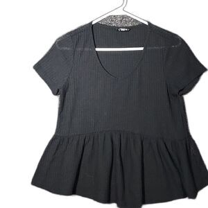 Shein Black Waffle Medium Short Sleeve